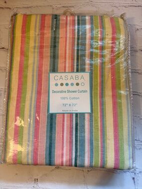 Casaba Shower Striped Boho Farmhouse Curtain NWT